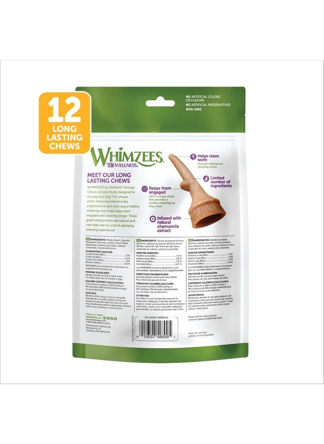 ويمزيس - من شركة Wellness Occupy Antler Natural Dental Chews For Dogs، مكافآت تدوم طويلاً، خالية من الحبوب، منعشة للنفس، سلالة متوسطة، 12 قطعة - Image 1