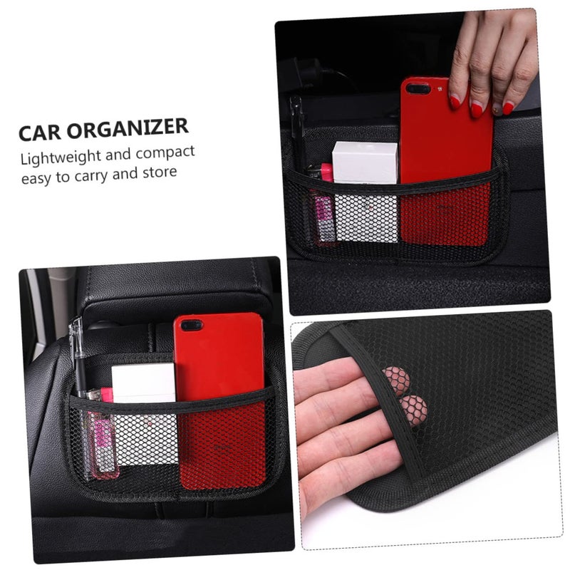 2Pcs Black Mesh Car Storage Bag Organizer for Phone Wallet and Accessories - Image 5