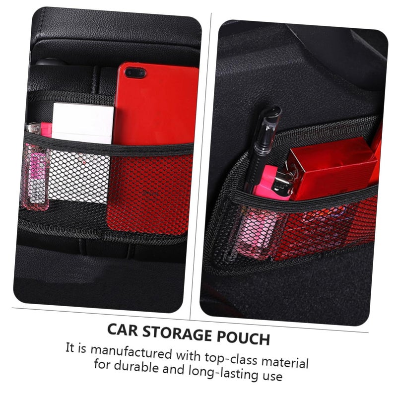 2Pcs Black Mesh Car Storage Bag Organizer for Phone Wallet and Accessories - Image 4