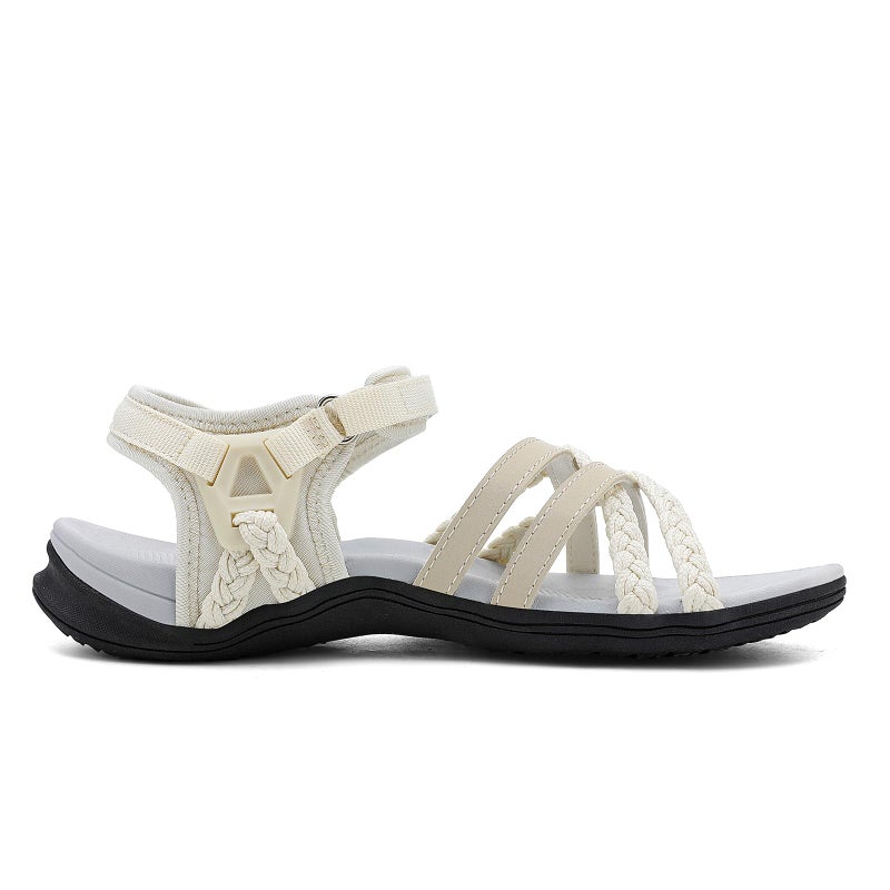 UBFEN Womens Hiking Comfort Sport Sandals Beach Vacation Camping Casual Sport Sandals with Adjustable Straps and Arch Support Size US 8.5 Beige - Image 5