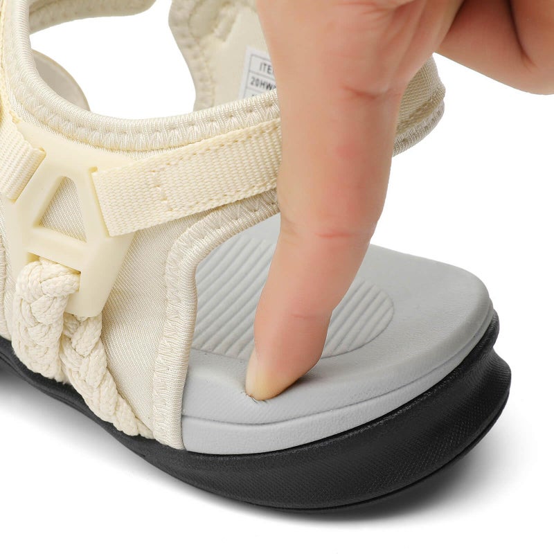 UBFEN Womens Hiking Comfort Sport Sandals Beach Vacation Camping Casual Sport Sandals with Adjustable Straps and Arch Support Size US 8.5 Beige - Image 2