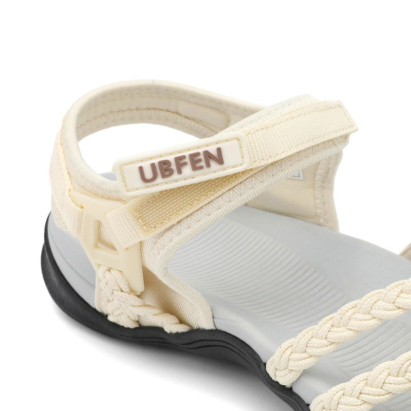 UBFEN Womens Hiking Comfort Sport Sandals Beach Vacation Camping Casual Sport Sandals with Adjustable Straps and Arch Support Size US 8.5 Beige - Image 4