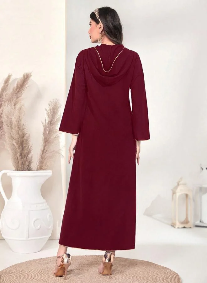 Take Two Burgundy V Neck Maxi Jalabiya