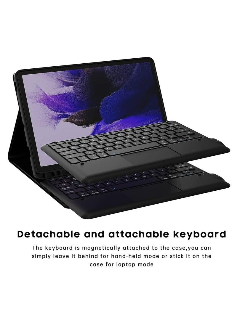 Galaxy Tab S7 FE/S7 Plus/S8 Plus Case with Keyboard 12.4 inch - Smart Detachable Wireless Touchpad Keyboard Cases with S Pen Holder for Samsung Galaxy Tab S8+ 2022/S7 FE 2021/S7+ 2020