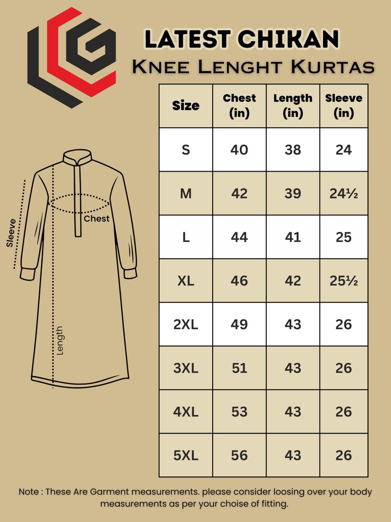 LATEST CHIKAN Men's Cotton Regular Fit Textured Long Kurta Full Sleeves - Casual Ethnic Wear -LK-DBL-RN-38 Rani - Image 3