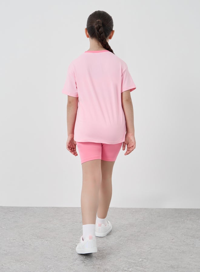 Styli Girls Color Block Short Sleeve T-Shirt and Shorts Set - Image 4