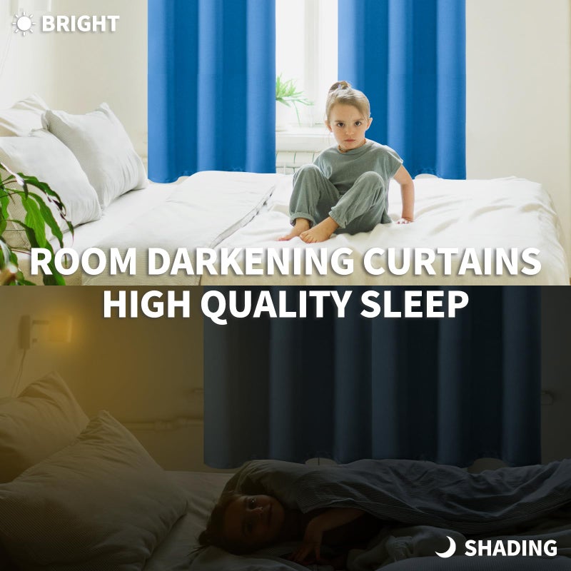 BGment Room Darkening Curtains 95 Inches Long - Grommet Thermal Insulated Drapes Window Treatment Curtains for Bedroom  2 Panels  52 x 95 Inch  Classic Blue - Image 4