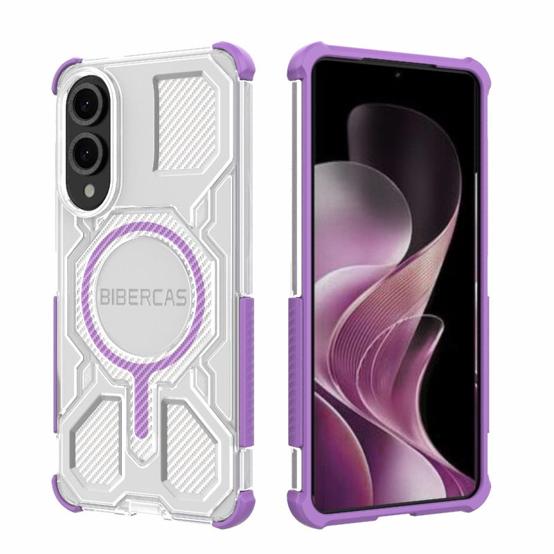 BIBERCAS For Samsung Galaxy S25 Edge 5G Transparent Color Series Magsafe Air Bag Shockproof Phone Case(Purple) - Image 1