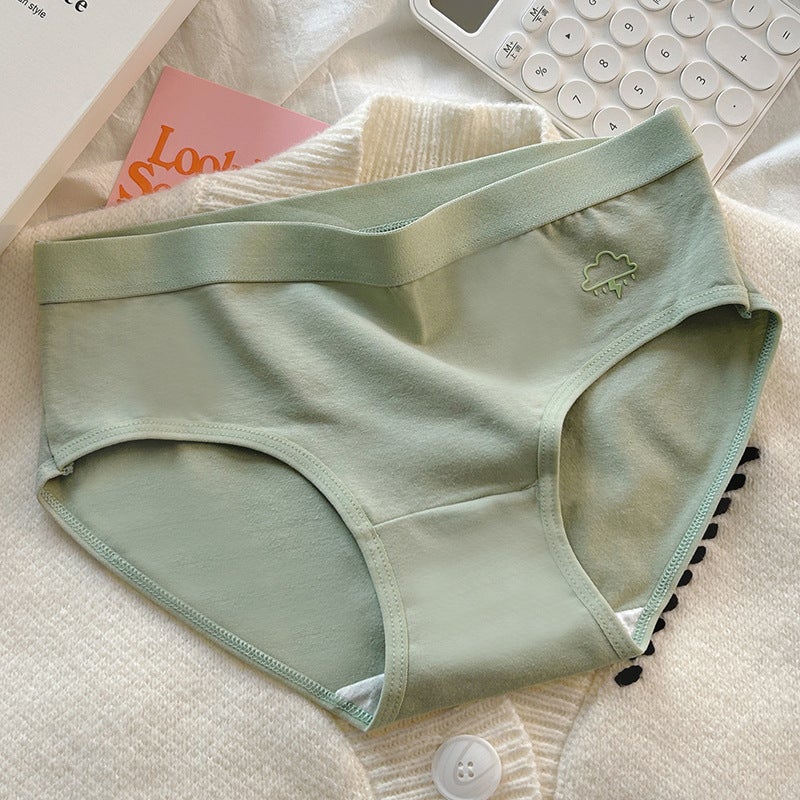 Ladies Cotton Briefs Mid-Waist Seamless Panties Green - Image 1