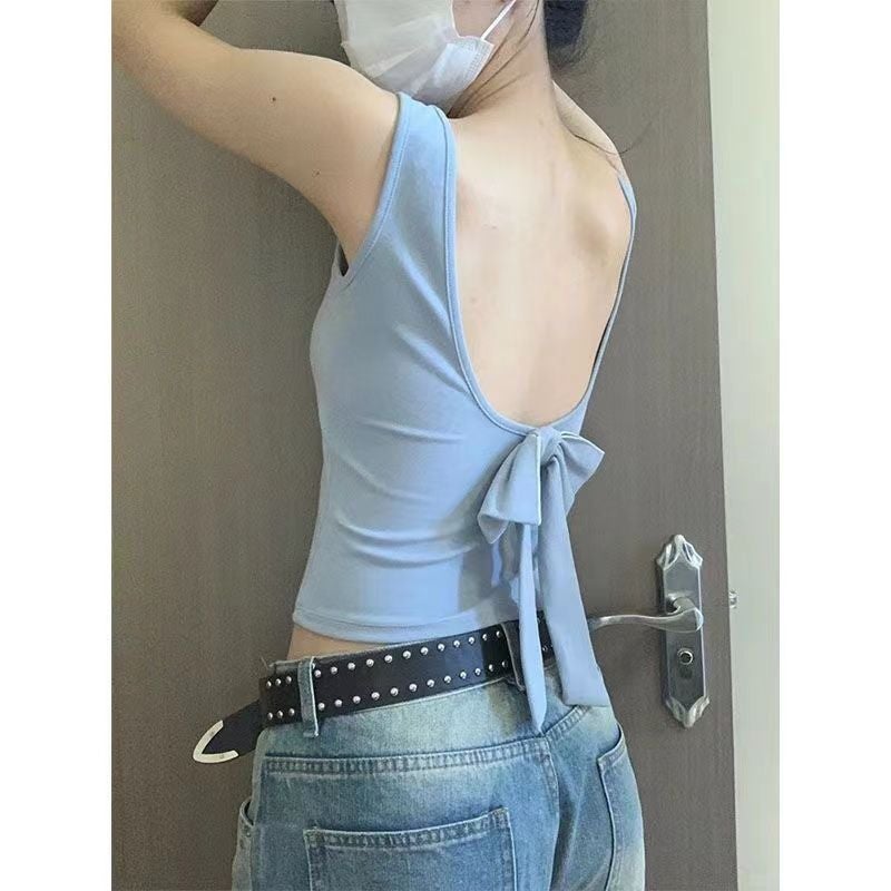 Women's Camisole Top with Built-in Bra, Butterfly Bow, Padded - Image 1