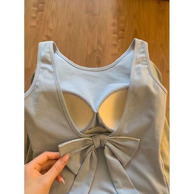 Women's Camisole Top with Built-in Bra, Butterfly Bow, Padded - Image 4