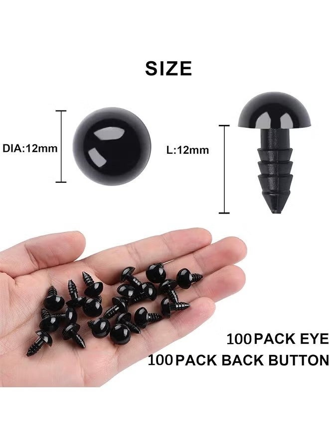 Doll Eyes with Washers, 100 Pcs Plastic Safety Crochet Eyes and 100 Pcs Washers, for Crochet Crafts Washer Assorted Sizes for Doll, Plush Animal and Teddy Bear Puppet Craft Making (0.48 Inch/12 mm) - Image 5