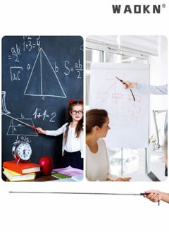 WAOKN 2 Pieces Stainless Steel Teaching Whip for Teachers Using Touch Screen Extendable Pens Extendable Stick Classroom Whiteboard Presenter with Lanyard and Felt Head for Presentations Black Red  - Image 5
