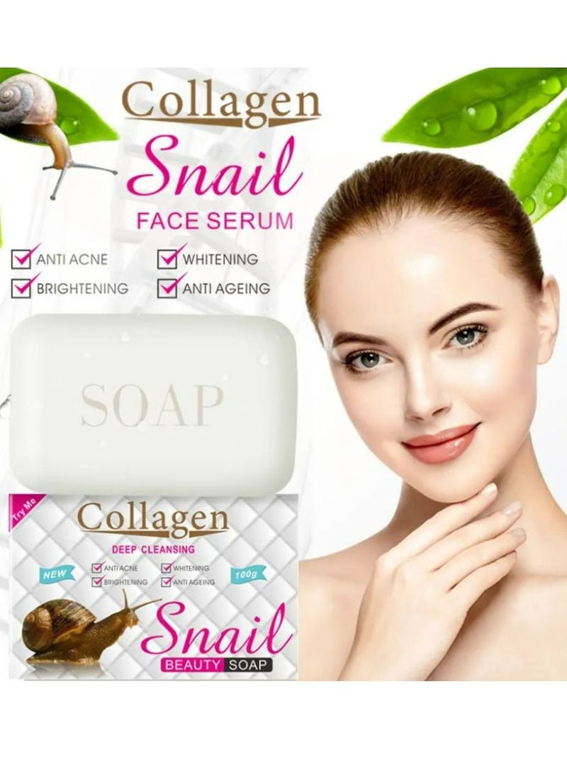Pei Mei Original Handmade Snail Collagen White Soap Bath Anti Acne Brightening Skin Whitening Snail Soap 100g  - Image 1