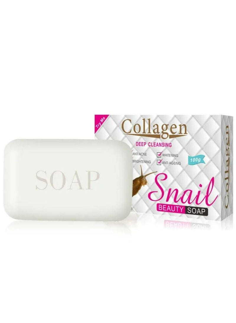Pei Mei Original Handmade Snail Collagen White Soap Bath Anti Acne Brightening Skin Whitening Snail Soap 100g  - Image 2