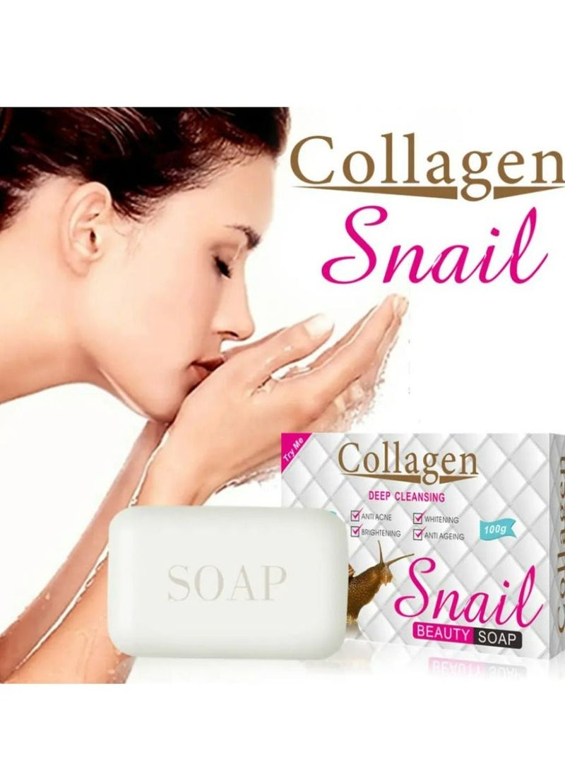 Pei Mei Original Handmade Snail Collagen White Soap Bath Anti Acne Brightening Skin Whitening Snail Soap 100g  - Image 3