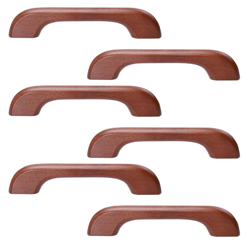 Baluue 6 قطع مقابض خزانة من الخشب الصلب بلون الشاي بمسافة بين الثقوب 96 ملم لخزانة الملابس - Image 2