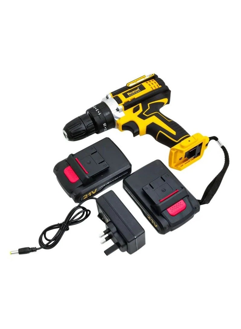 Roxon ROXON Premium Quality 21V Cordless Impact Screwdriver Drill Machine and Tool Kit  With 2Li-ion Rechargeable Battery 1500MAh RX21VCD  - Image 3