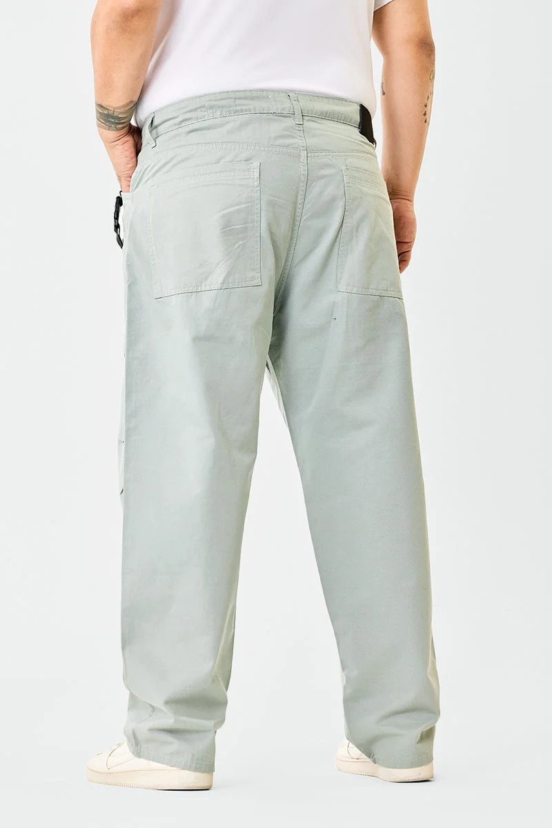 SNITCH Light Grey Light Grey Solid Regular Fit Streetwear Plus Size Cargo for Men | Best Price UAE