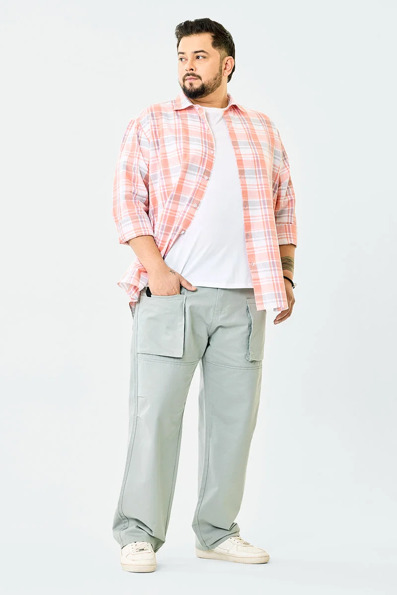 SNITCH Light Grey Light Grey Solid Regular Fit Streetwear Plus Size Cargo for Men | Best Price UAE