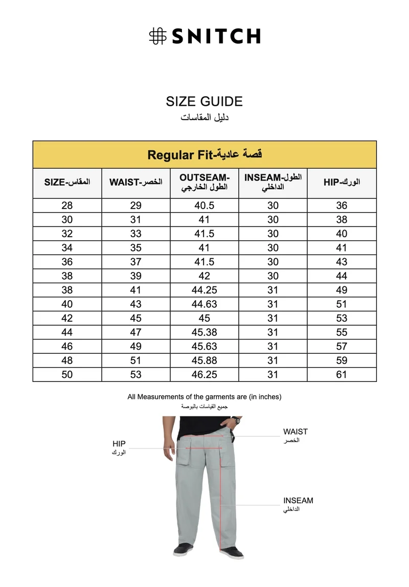 SNITCH Light Grey Light Grey Solid Regular Fit Streetwear Plus Size Cargo for Men | Best Price UAE