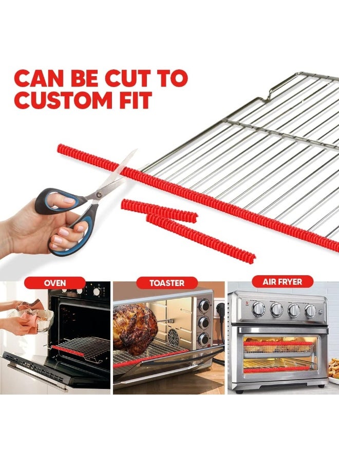 ThreadNanny Oven Rack Shields Extra Long 22” Red (2 Pack), Full Length Fit on Standard-Sized USA Ovens - Heat Resistant Oven Rack Protectors - Prevents Hand and Arm Burns, Food Grade Silicone Oven Rack Cover - Image 4