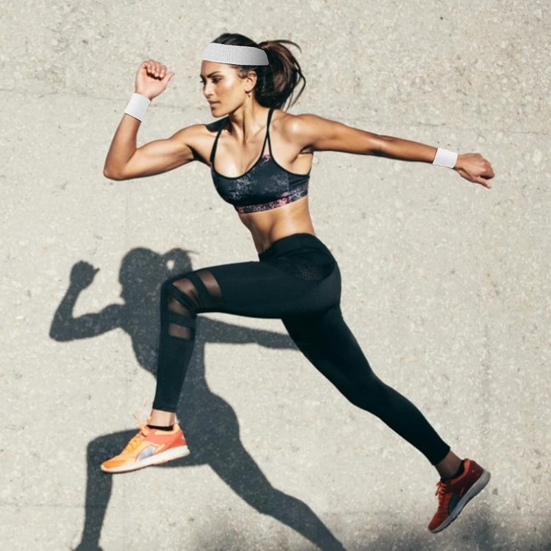 Aster مجموعة أساور ورؤوس 6 قطع، تشمل 2 قطعة رأس رياضي و4 قطع أساور رياضية ملونة مخططة للرجال والنساء كرة السلة كرة القدم اليوغا كرة الريشة التنس الكرة الطائرة الجولف - Image 2