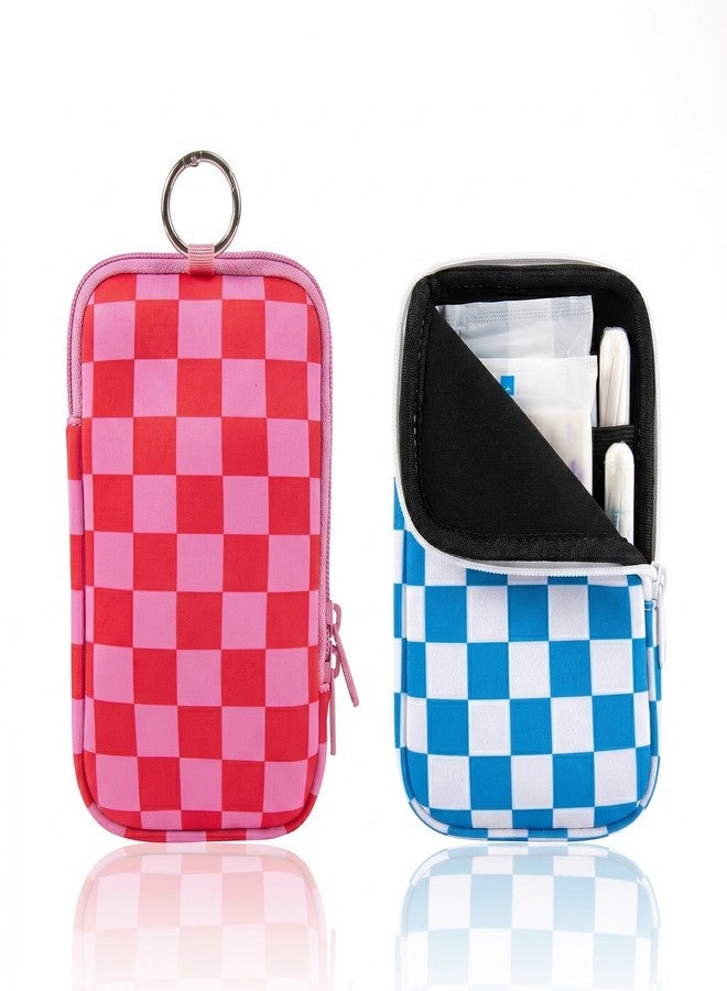 QCWN 2 Pack Tampon Holder and Period Bag for Purse Waterproof Neoprene Feminine Products Pouch Discreet Tampon Organizer Bag with D Ring Clip for Teen Girls and Women Travel - Image 1