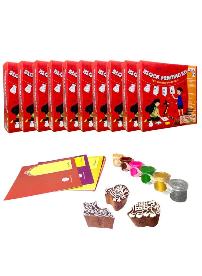 كوكوموكو كيدز مجموعة طباعة قوالب للأطفال من CocoMoco، مجموعة أنشطة للأطفال مع طوابع خشبية، هدية إرجاع للأطفال من سن 3 إلى 5 سنوات، ومن 7 إلى 8 سنوات (عبوة من 10 قطع) - Image 1