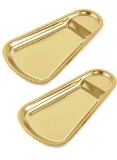 Excefore 2 Pack Gold Stainless Steel Spoon Rest, Spatula Ladle Spoon Utensils Holder, Suitable for Home Kitchen and Coffee Bar Decoration (Gold）  - Image 1