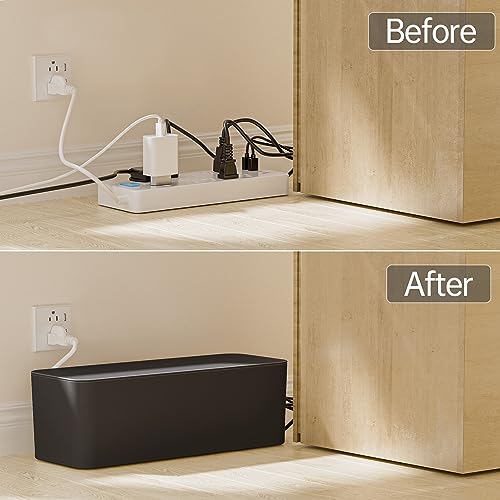 YECAYE 2 Pack Cable Management Box, Pet Friendly Cable Box Organizer for Home & Office, Child-Proof Floor Cord Cover, Cord Management and Cord Hider, Black - Image 5