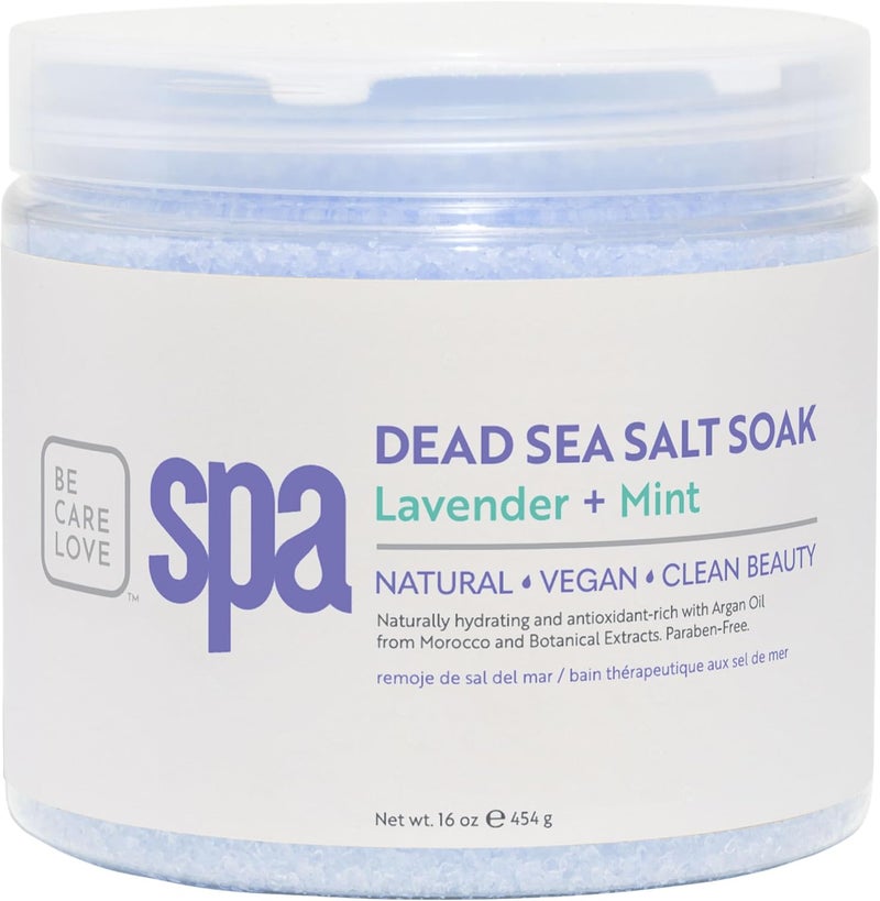 BCL SPA Dead Sea Salt Soak Bath Salt with Organic Lavender Mint Shae Butter Arnica Aloe Vera Juice Chamomile Argan Oil Jojoba Oil Skin Exfoliator HomeProfessional Use 16 fl oz - Image 1