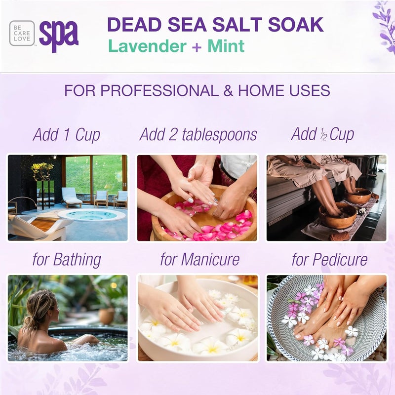 BCL SPA Dead Sea Salt Soak Bath Salt with Organic Lavender Mint Shae Butter Arnica Aloe Vera Juice Chamomile Argan Oil Jojoba Oil Skin Exfoliator HomeProfessional Use 16 fl oz - Image 5