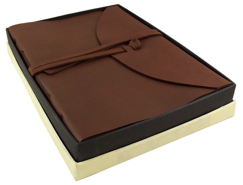 Rustic Ridge Leather Large Genuine Leather Legacy Journal/Sketchbook with Gift Box - 380 Pages - 9" x 12" - Rich Dark Brown - Image 2