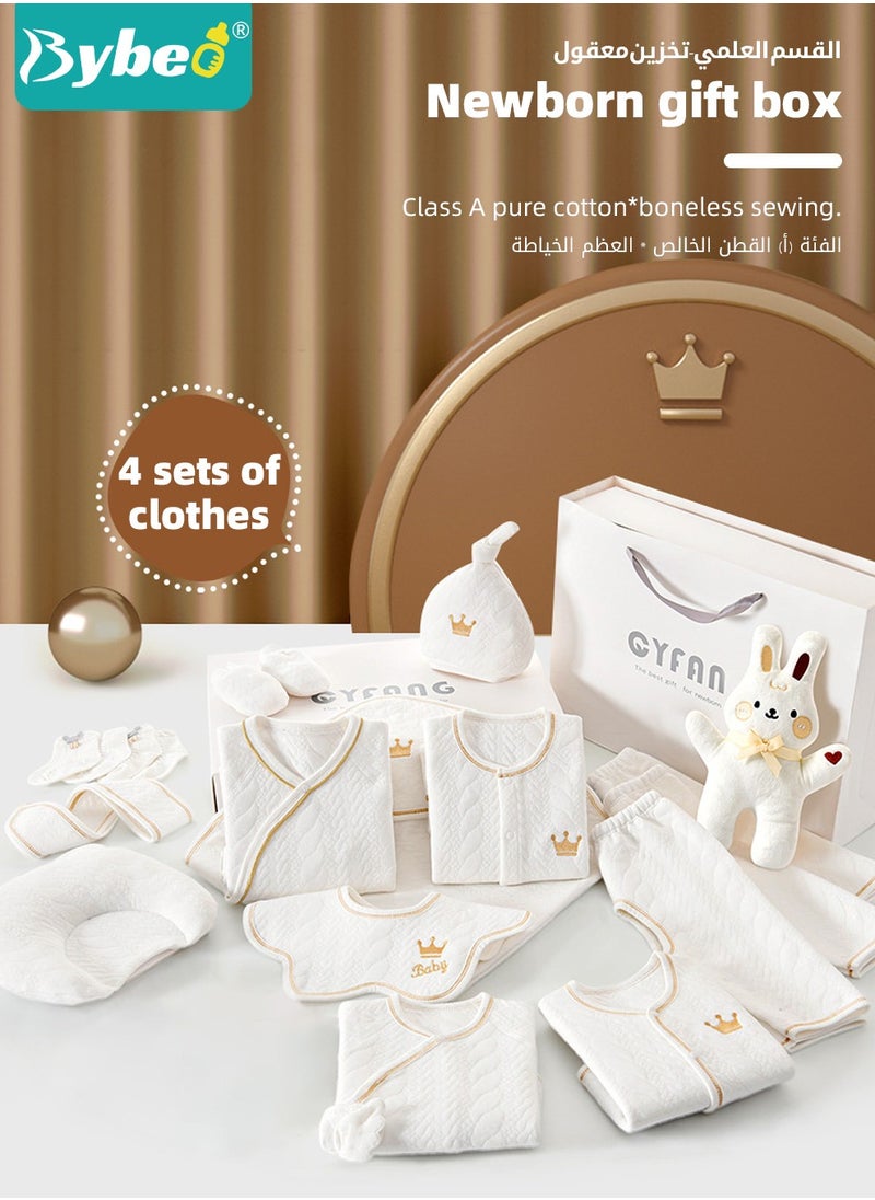 Bybeo - 18PCS Newborn Baby Gift Set, Newborn Layette Gift Set for Boys and Girls, Babies Essential Clothes Accessories with Baby Blanket, 100% Premium Cotton,  for Spring Summer Autumn Winter Four Seasons - Image 1