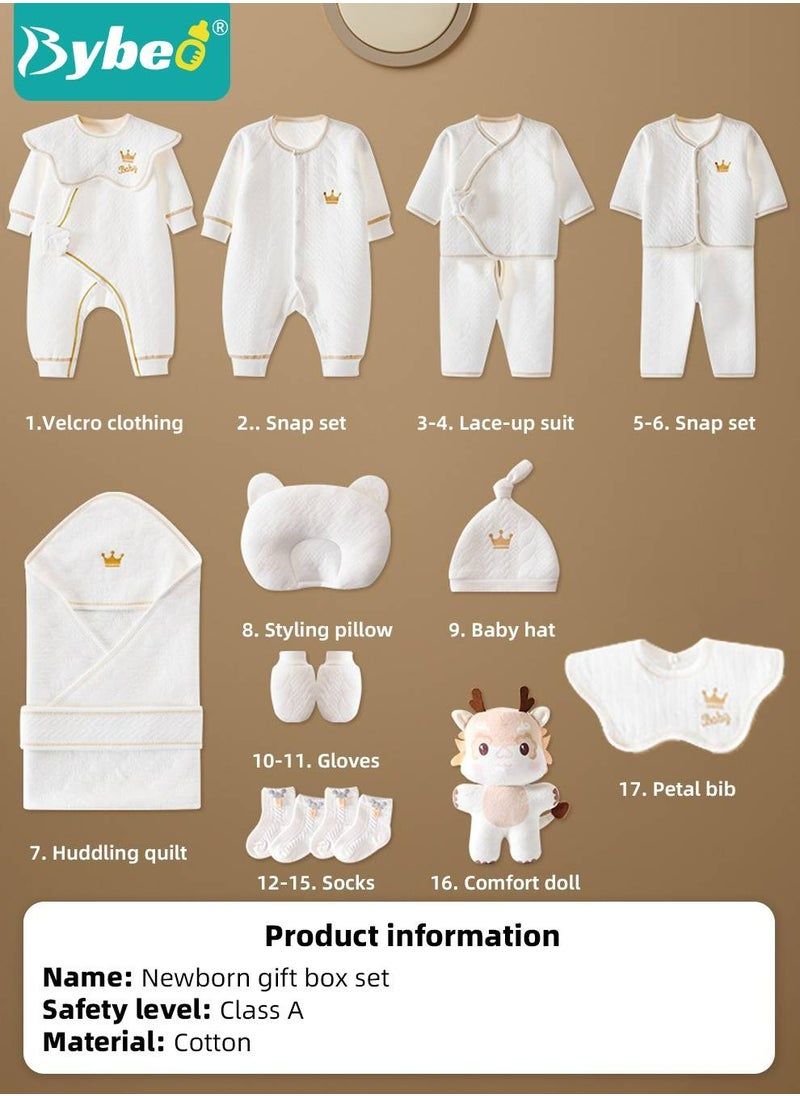 Bybeo - 18PCS Newborn Baby Gift Set, Newborn Layette Gift Set for Boys and Girls, Babies Essential Clothes Accessories with Baby Blanket, 100% Premium Cotton,  for Spring Summer Autumn Winter Four Seasons - Image 1