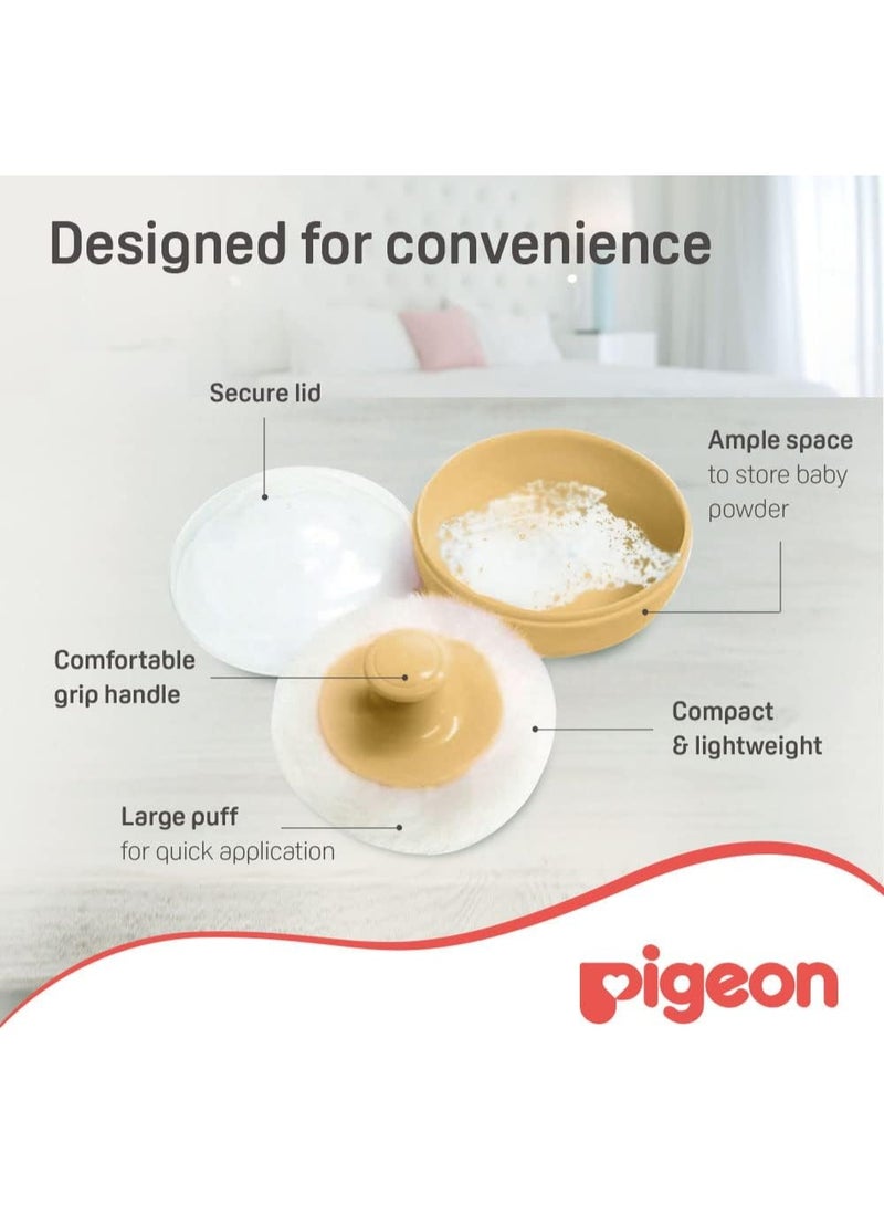 بيجون علبة بودرة أطفال مع منفاخ، لتطبيق البودرة بسهولة وبدون فوضى، لون أصفر - Image 4