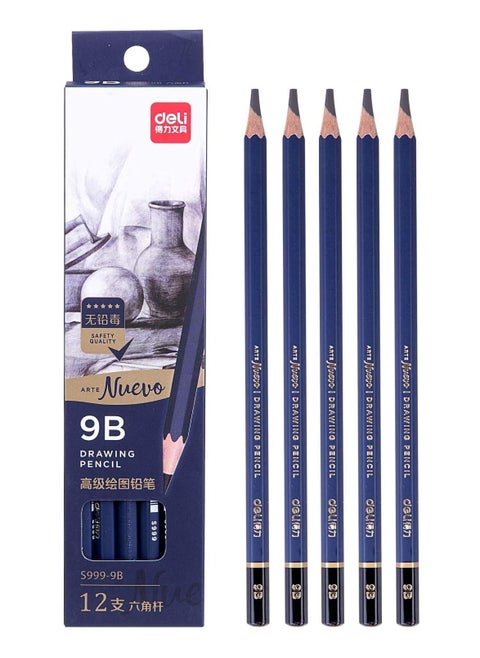12-Piece 9B Size Sketching Pencils Set