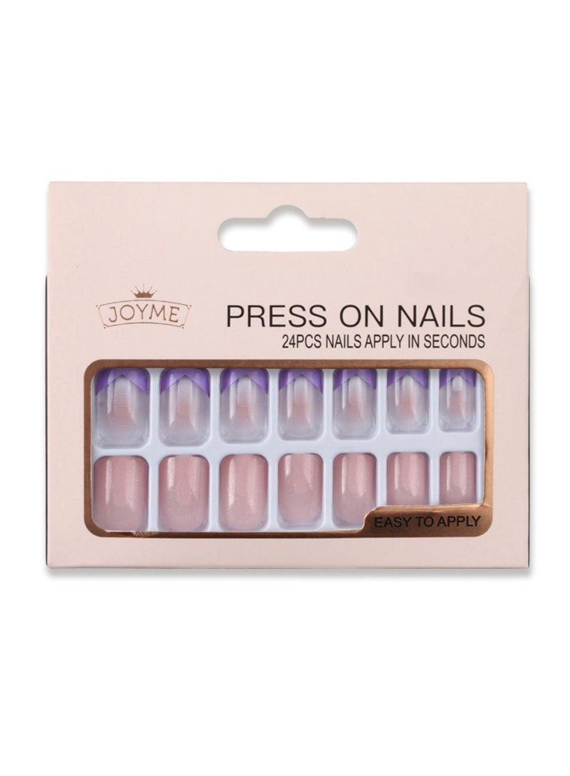JOYME 24 Pcs Fake Nail Tip Set Nail Stylish Easy to Use Art Design for Salons and DIY with 72 Pcs Nail Adhesive Glue Tapes and Mini Nail File and Manicure Mini Stick for Women - Image 5