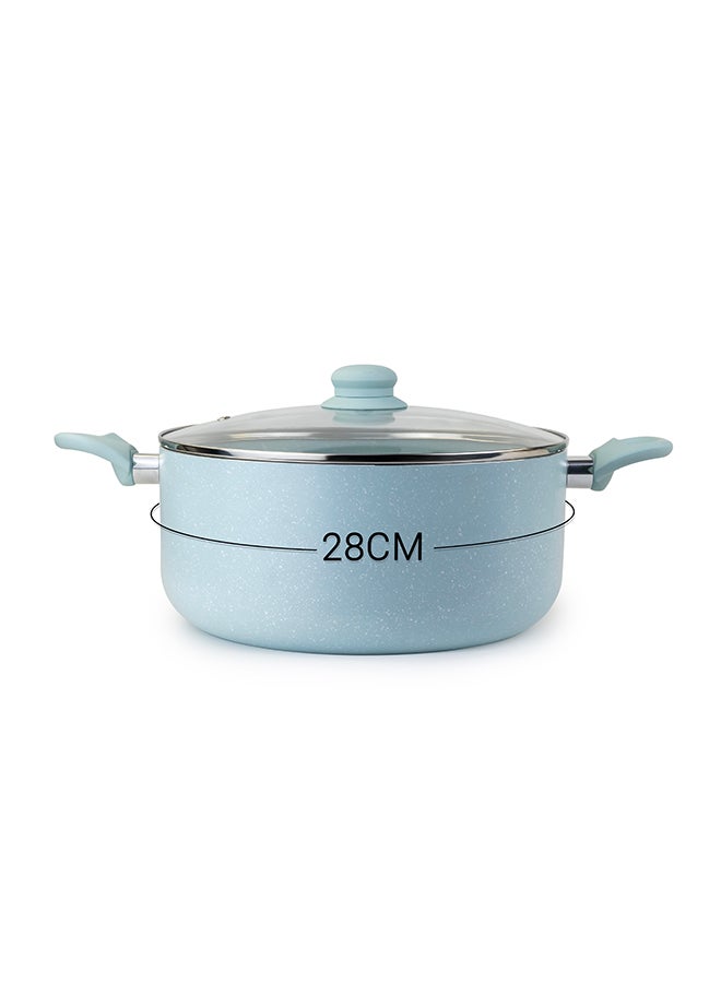 WILSON Oak Large Casserole with Lid and Marble Coating, Soft Touch Handle, Stew Pot Suitable for Gas, Electric, Induction, and Ceramic Stove Dutch Oven - 28cm – Cream - Image 1
