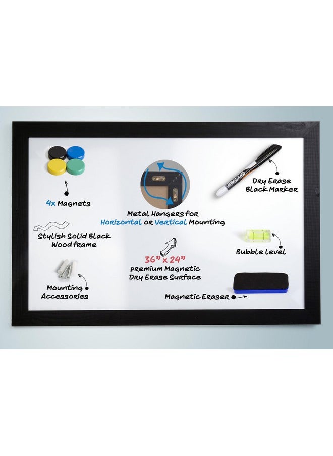 Netic Dry Erase Whiteboard, 24" X 36", Vertical/Horizontal Wall Mount, Includes Black Marker, Eraser And 4 Magnets, By Better Office Products (Solid Black) - pzsku/ZECAB2C8BEF14FEF641D3Z/45/_/1731928105/75dad3b4-672b-4b9c-acb2-311e23b76a31