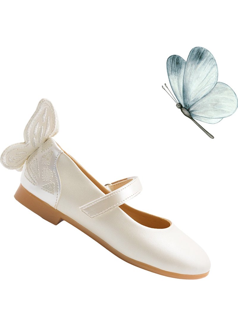Kids A More Mariposa Butterfly Figure Detailed Girls Ballerina Shoes Pearl Color10  - Image 1