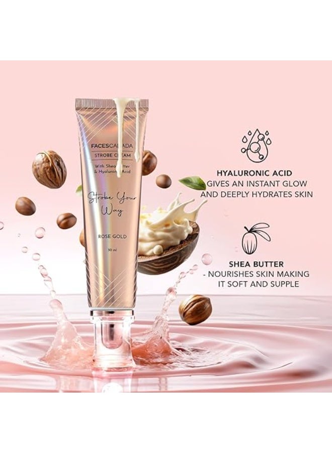 فاسيسكانادا كريم ستروب من فيس سكانادا - ذهبي وردي، 30 مل | برايمر + هايلايتر + مرطب | زبدة الشيا وحمض الهيالورونيك | ترطيب مكثف | بشرة ندية مشرقة خالية من العيوب | قاعدة مكياج مضيئة ومتألقة - Image 4