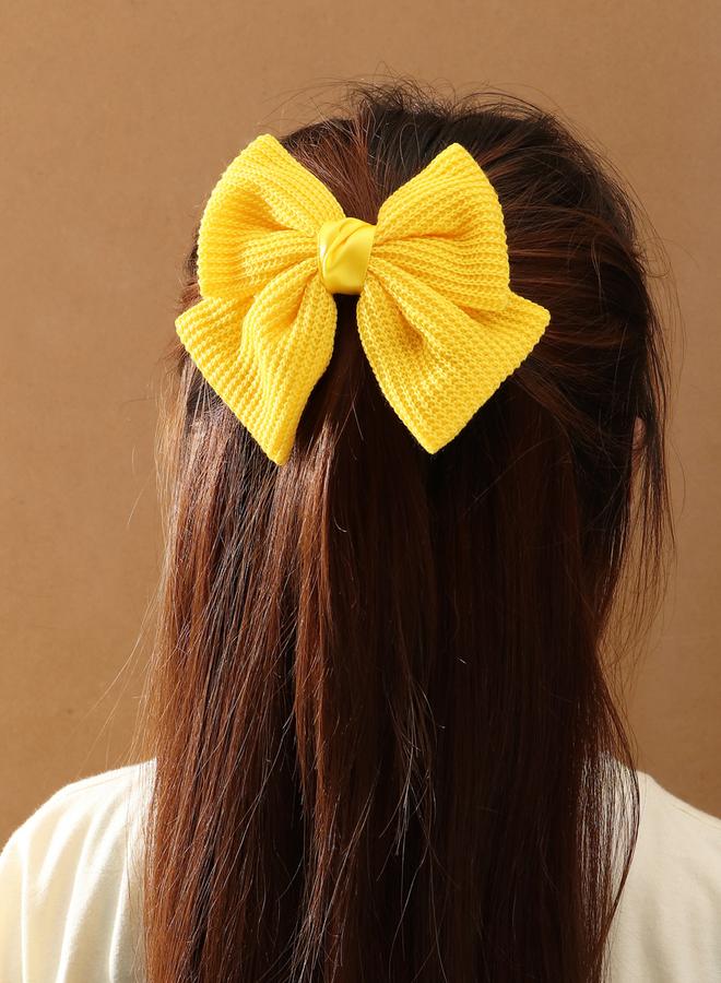 Take Two Yellow Bow Hair Clip - Image 1