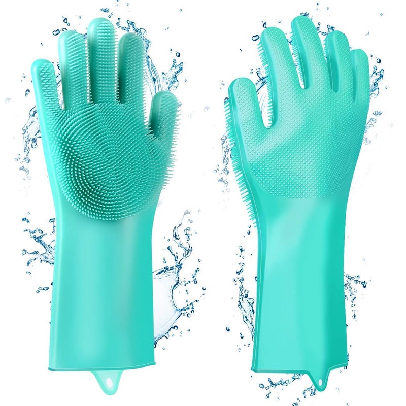 siddhmurti Silicone Scrubbing Gloves NonSlip Dishwashing and Pet Grooming Magic Latex Gloves for Household Cleaning Great for Protecting Hands in Dishwashing Multi Colour