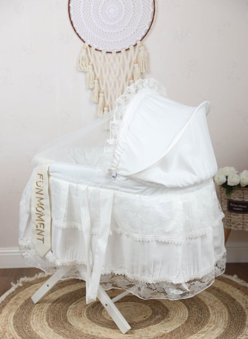 لحظة مرح مهد سلة موسى مع حامل لون ابيض - Image 2