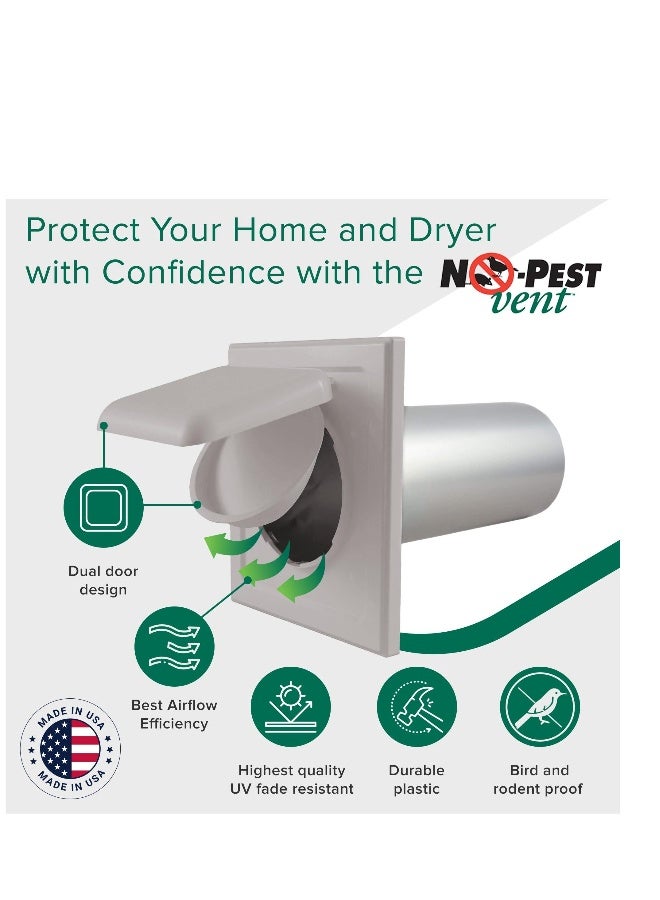 Dual Door Dryer Vent Cover Outdoor 4 inch, Made in USA, The ONLY Dryer Vent with a DUAL DOOR DAMPER To Seal Your Home, No Lint Collecting Screen - Image 2