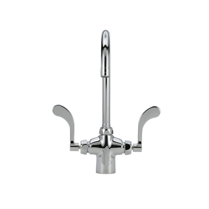 Zurn Z826B4XL Double Lab Faucet with 538 Gooseneck and 4 Wrist Blade Handles Chrome