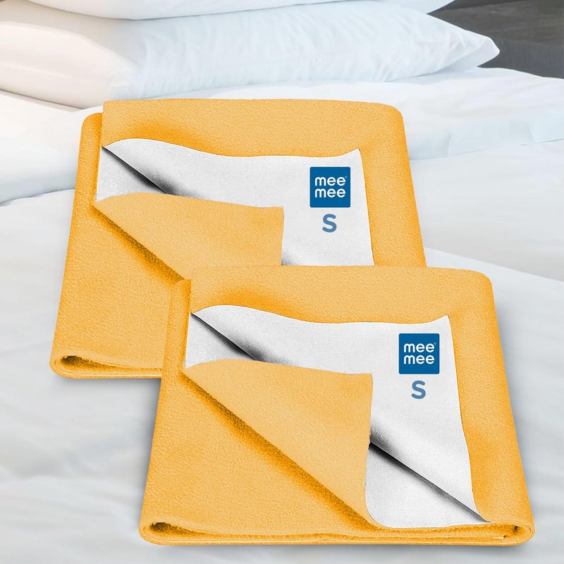 mee mee Mee Mee Instadry Anti-Piling Fleece Extra Absorbent, Cotton Bed Protector Mattress, Reusable Waterproof Quick Dry baby Cot sheet for Toddler Infant, 0 to 9 Month, 50x70cm (Orange) - Image 1