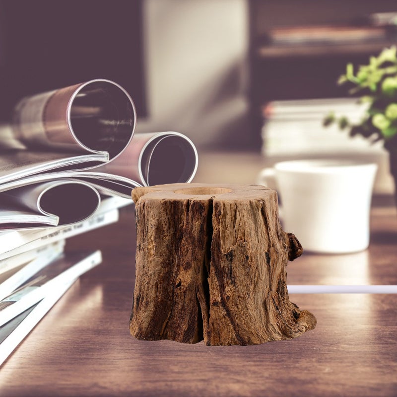 Crystal Stand Stump Shaped Night Light Stand USB Charging Light Holder - Image 3
